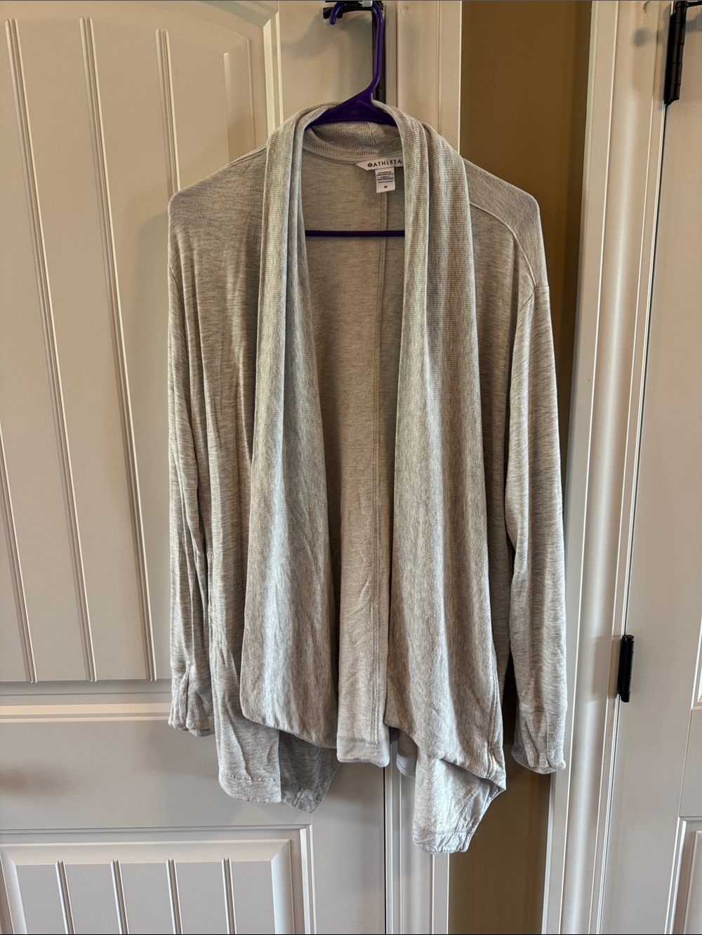 Athleta Heather Gray Open-Front Draped Cardigan